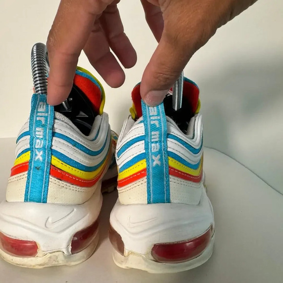 Nike Air Max 97 Summer Pack, White Blue Yellow, Size 5.5 Y - Picture 7 of 9